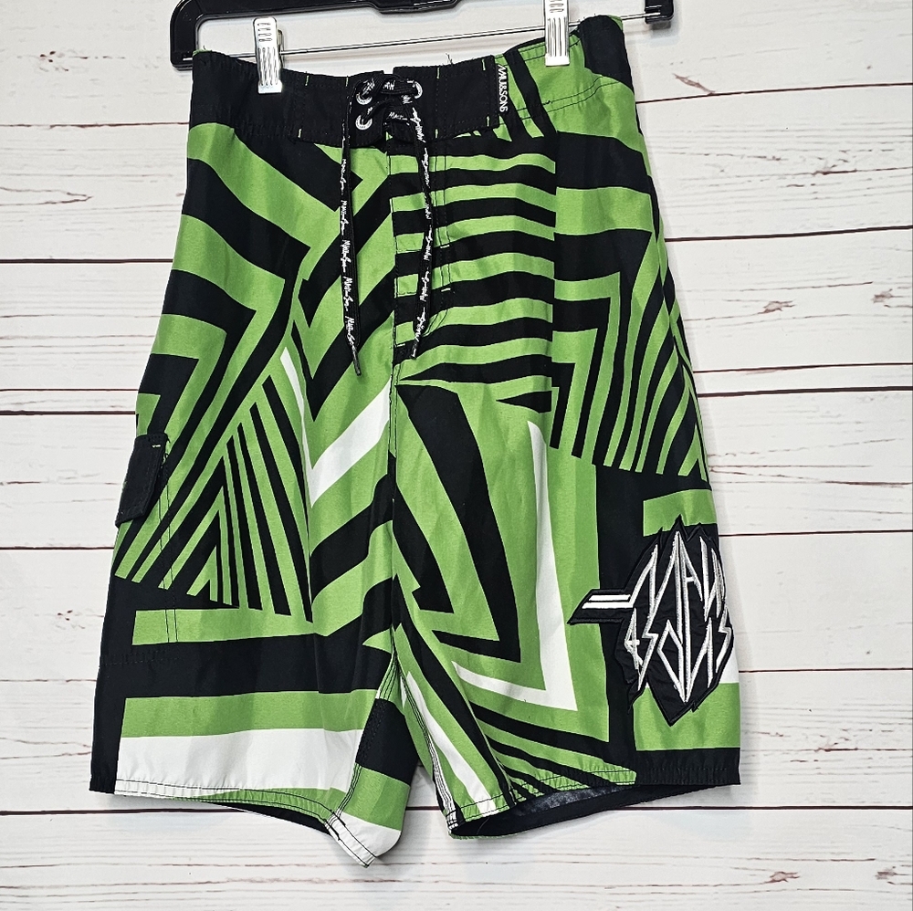 Maui and Sons Green Geometric Board Shorts